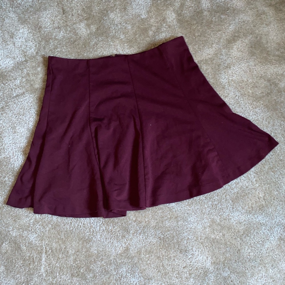 Banana Republic Flare Weather Friend Skater Midi Skirt Burgundy